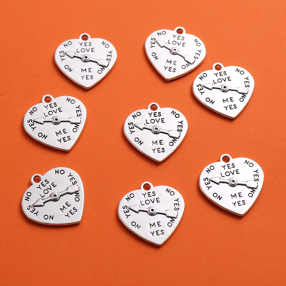 8-Piece Set of Love-Themed Accessories, Vintage English Heart Pendants, Suitable for DIY Bracelets, Necklaces, and Earrings, Handmade DIY Jewelry Components - view 6