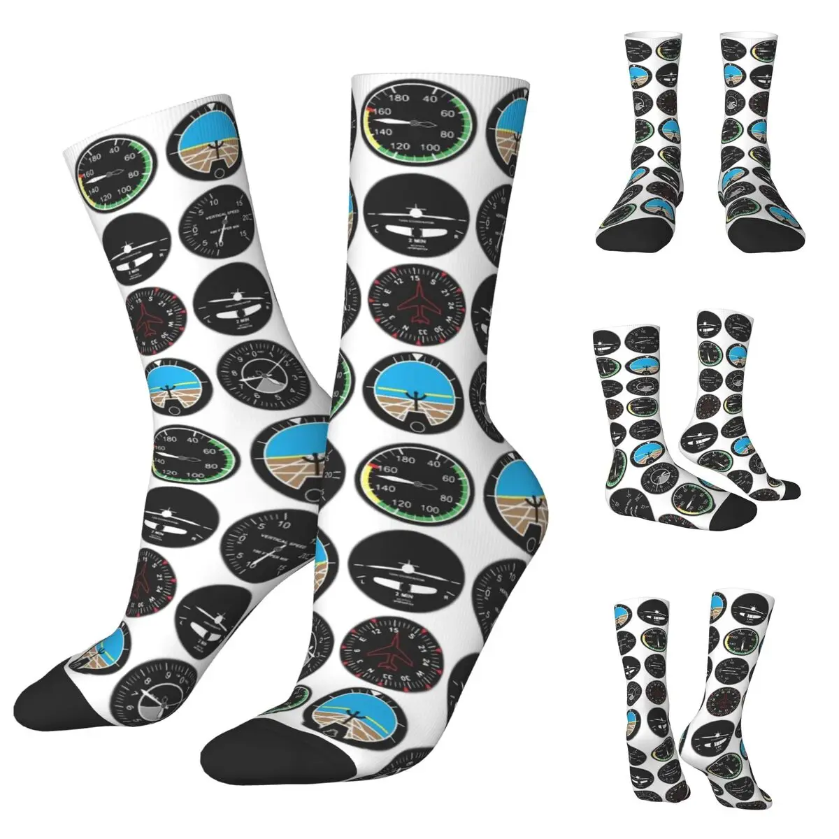 Born To Fly Flight Pilot Aircraft Instrument Unisex Socks,Hip Hop 3D Print Happy Socks Street Style Crazy Sock