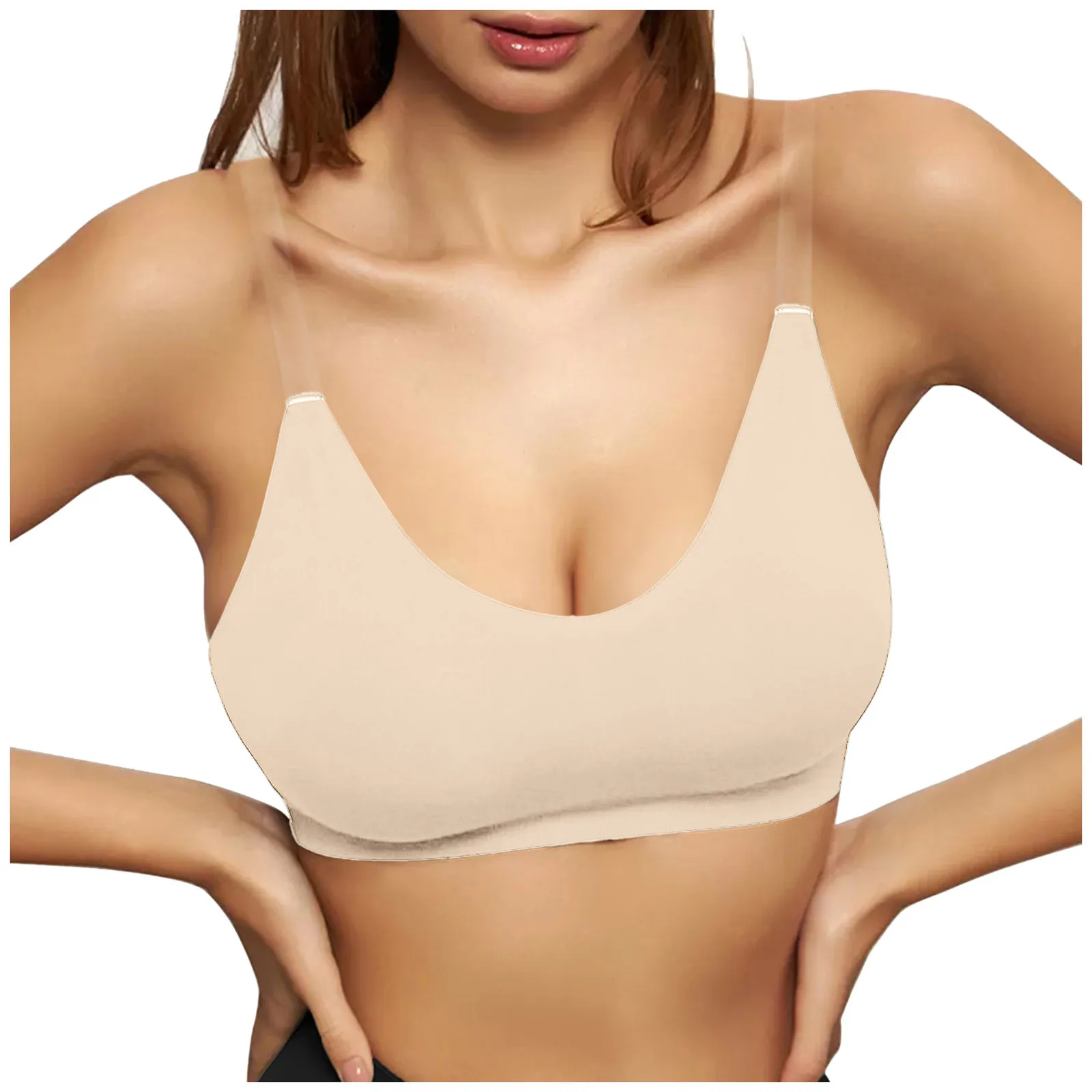 Women'S Personality Transparent Straps Fashion Bra No Underwire Backless Sexy Underwear Comfortable Breathable Casual Lingerie