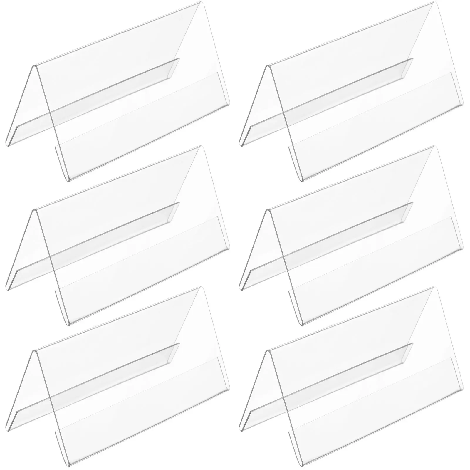 6Pcs Acrylic Name Plates Transparent Reusable Seating Signs for Office Conference Wedding Table Number Holders Clear Display