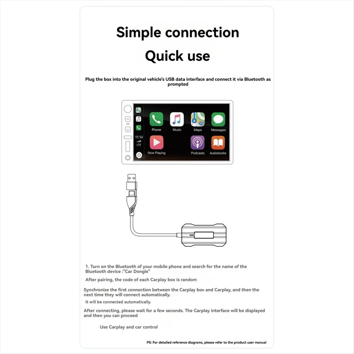 HowAA87 Carplay Wireless Adapter Converts Wired to Wireless CarPlay Dongle Plug Play Wireless Adapter Connect for IPhone