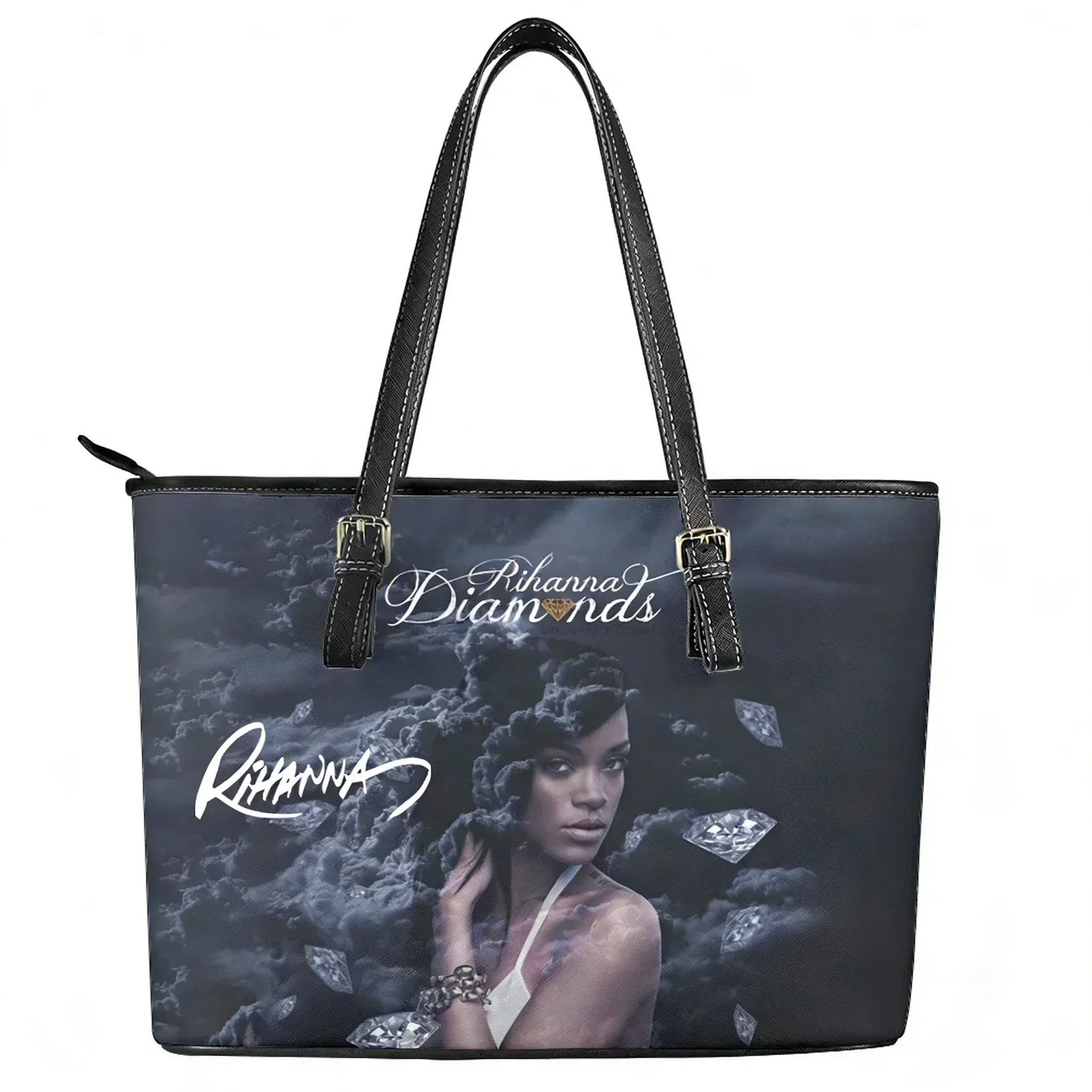 R-Rihanna Hip-hop Rapper Custom Handbag Womens Mens Personalized Tote Bag Shoulder Bag Business Leather Purse Travel Bag Gift
