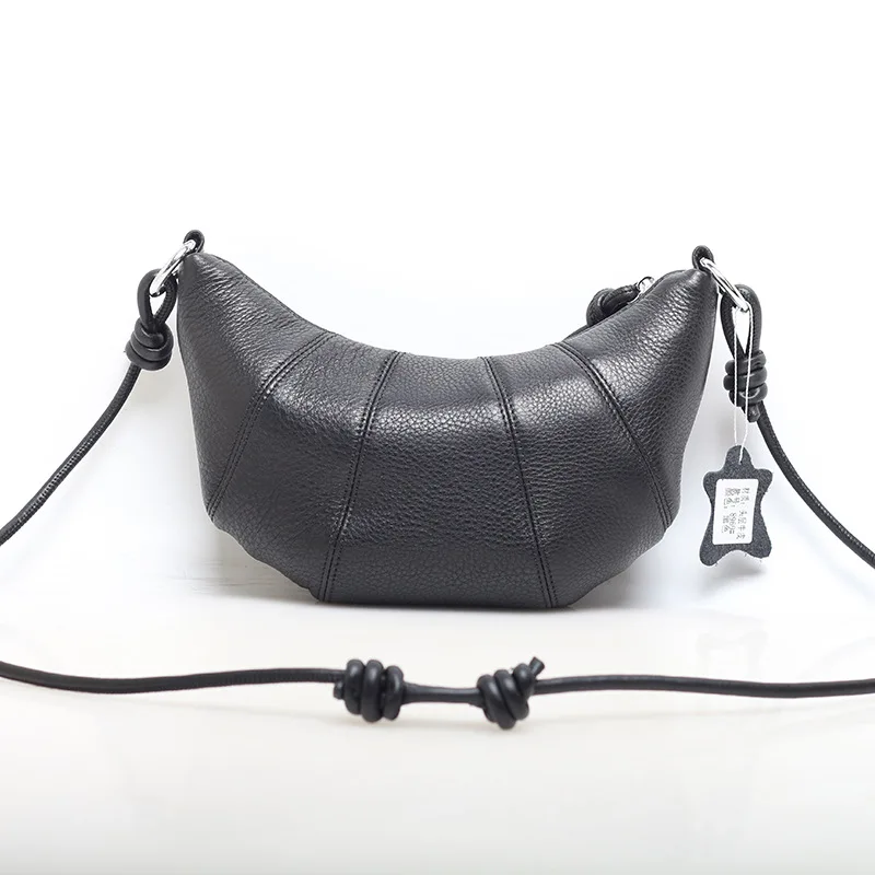 Guangzhou New Croissant First Layer Leather One-Shoulder Women's Bag Genuine Leather Bag Mobile Phone Bag Han