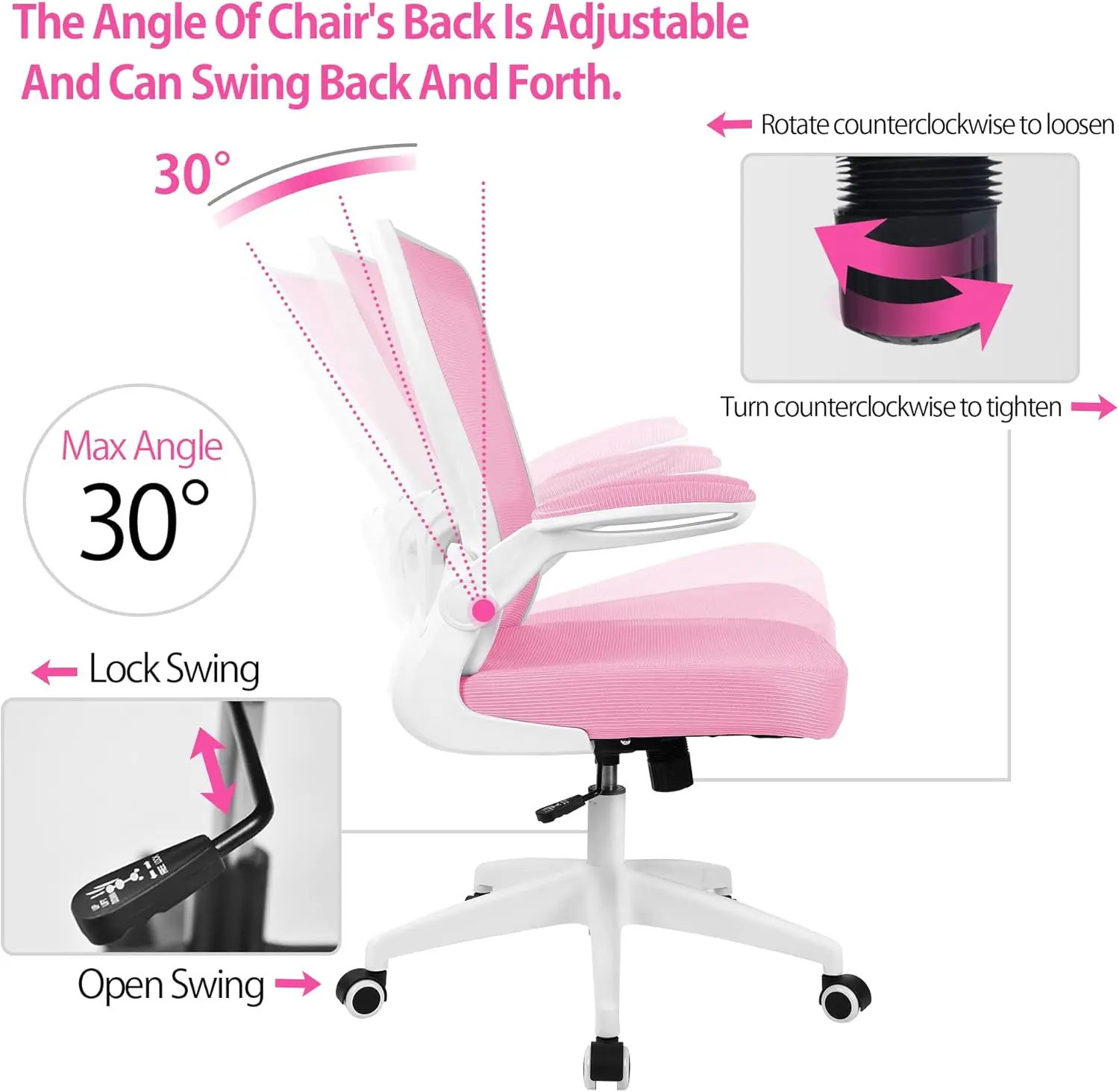 Office Chair, Ergonomic Desk Chair with Adjustable Height and Lumbar Support Swivel Game Chair Desk Computer Chair wit