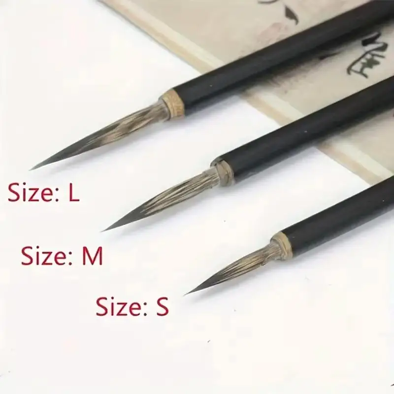 3Pcs Fine Tip Brush Tools for Ink Lettering Watercolor Practice