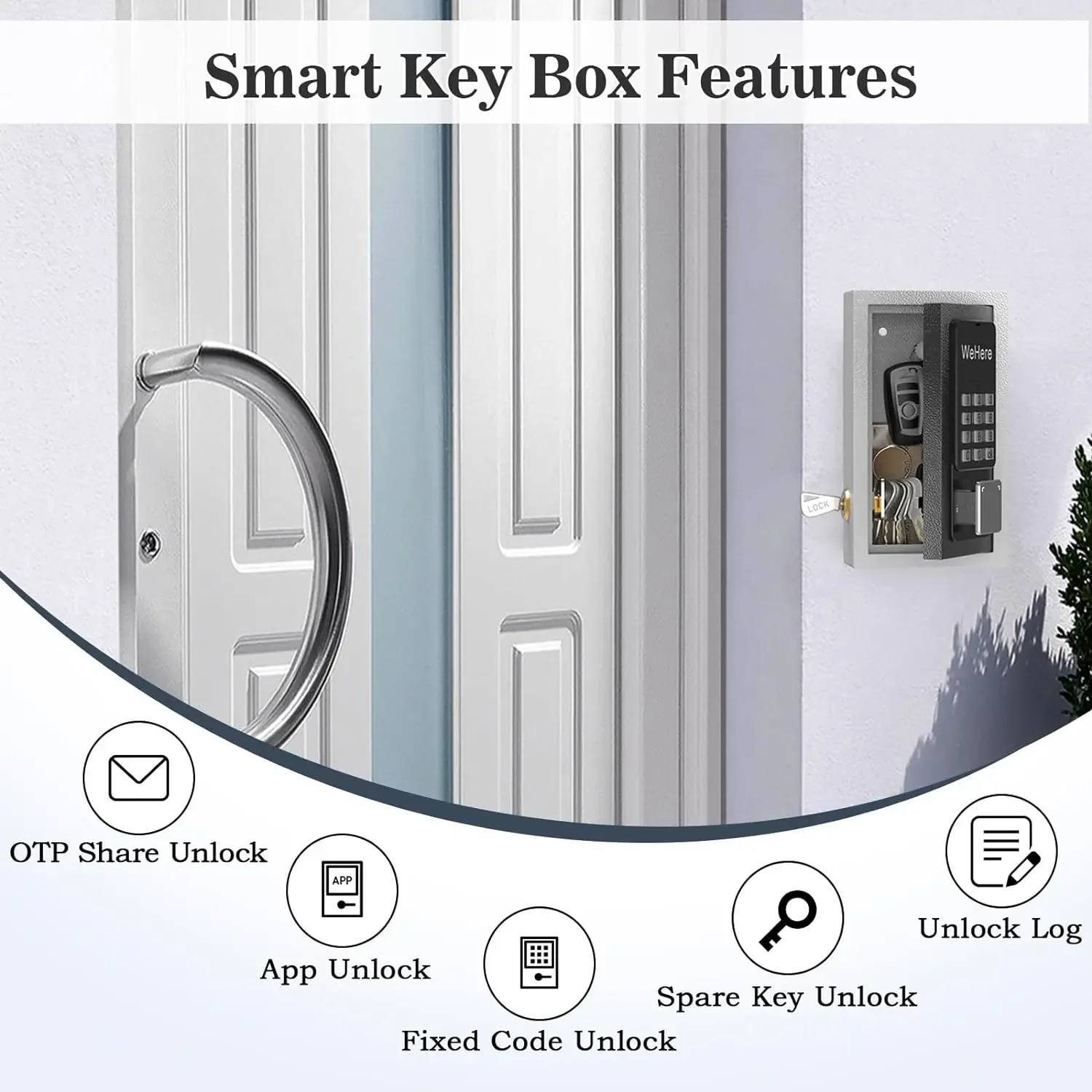 Impermeável Key Lock Box, parede Suporte Montado, Adequado para Casa Chaves, OTP, APP, Código Fixo de Desbloqueio, Outdoor Security Management