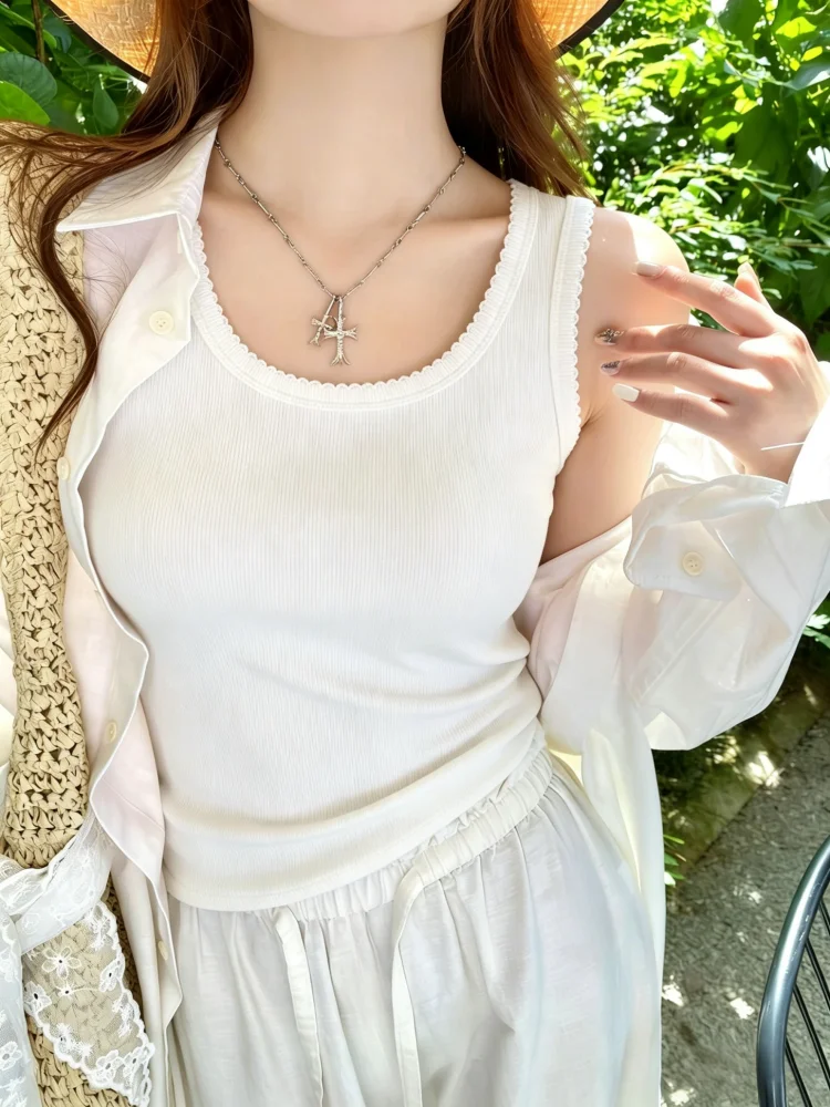 Summer New Women's Sleeveless Tank Top 95 Cotton Casual Wear Inner Wear Outer Wear Slim Fit Base Shirt Large Size Clothes