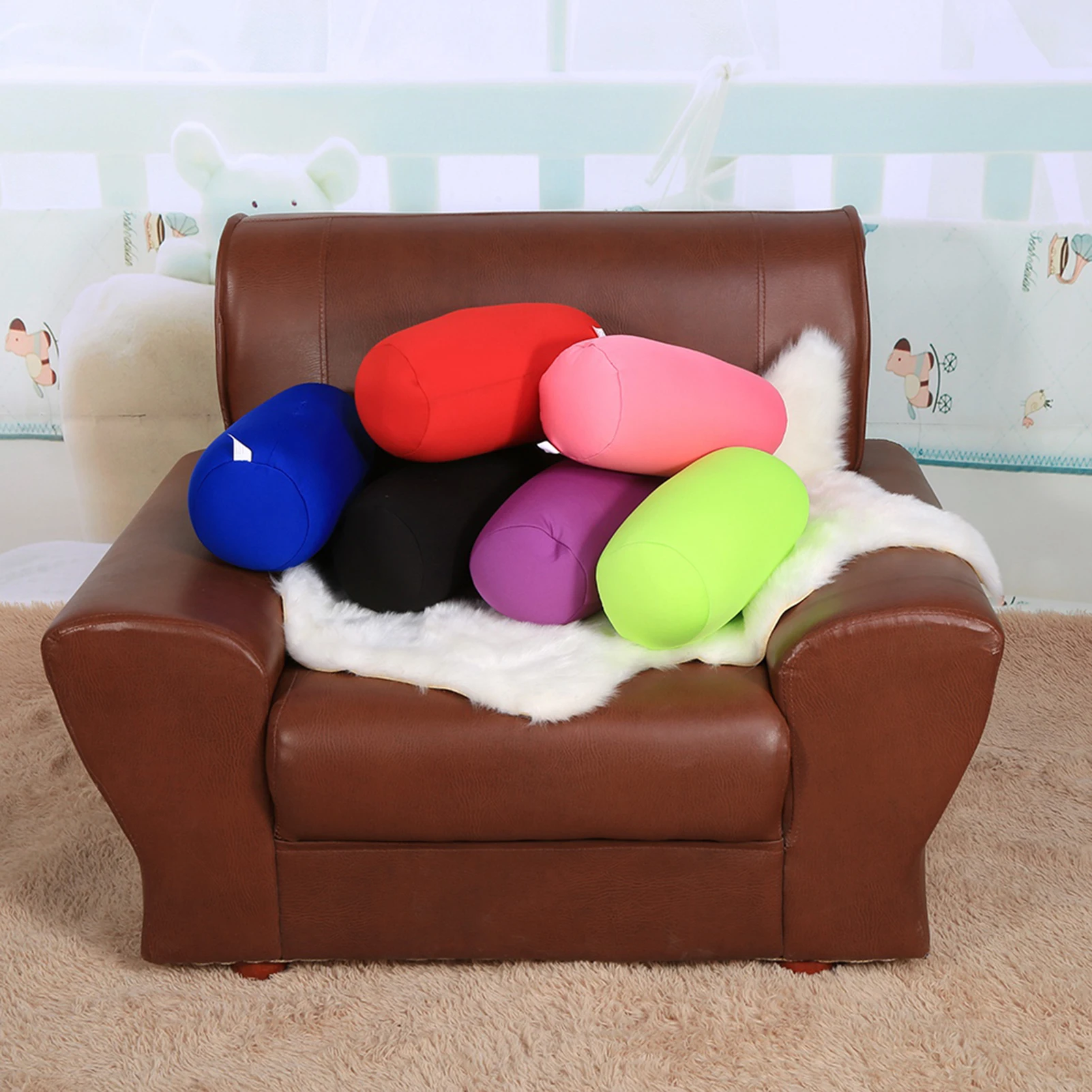 Mini Microbead Back Cushion Roll Throw Pillow Travel Home Sleep Neck Support Comfortable Microbead Pillow Home Seat Pillow