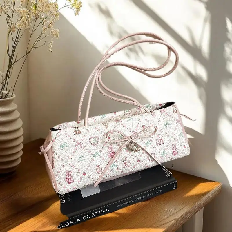 

Современная женская сумка через плечо Sweet Bow с мультяшным принтом, большая вместительная сумка-тоут, идеальная для поездок на работу, отличный вариант для подарка.