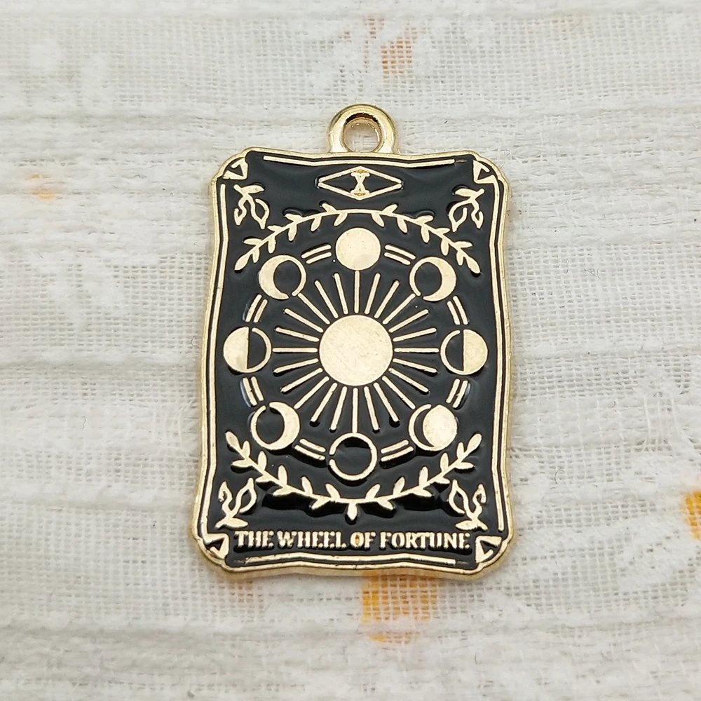 10pcs Tarot Charms for Jewelry Making Enamel Earring Phone Pendant Diy Accessories Alloy Metal Gold Plated
