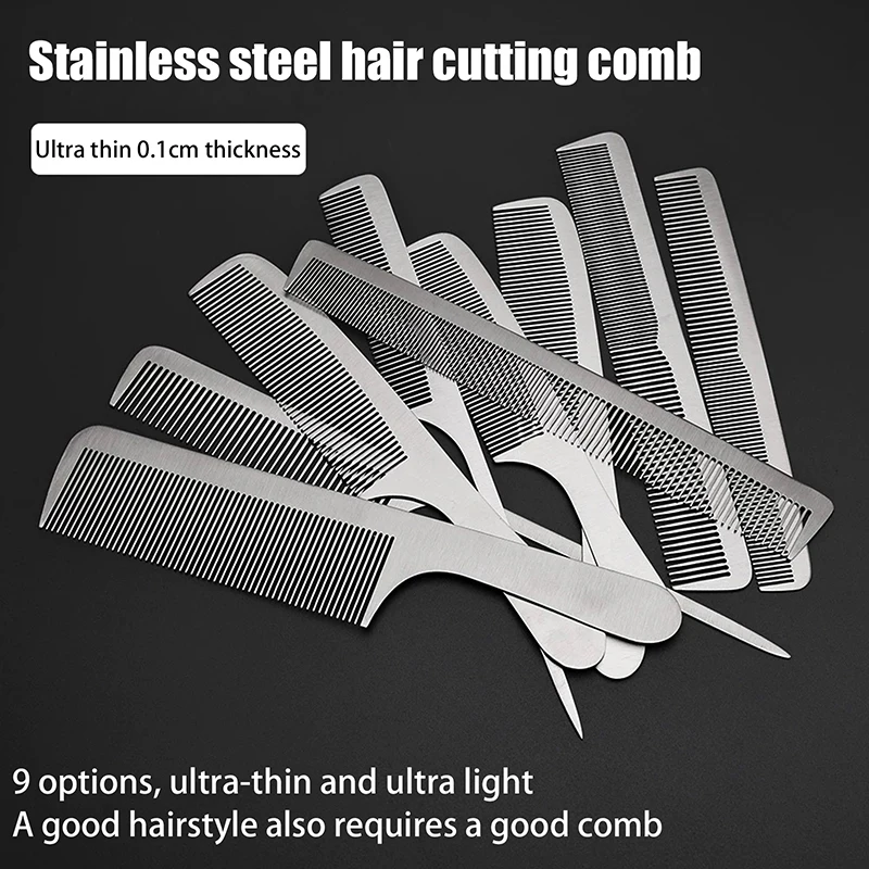 Barber Professional Stainless Steel Hairdressing Comb Anti-static Men Haircut Clipper Ultra-thin Comb Salon Styling Tool