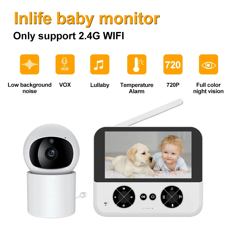 C5  Baby Monitor 720P4.3'' Color LCD Display, 2-Way Talk, Auto Night Vision, Room Temperature, Lullabies,2.4G Secure Connection