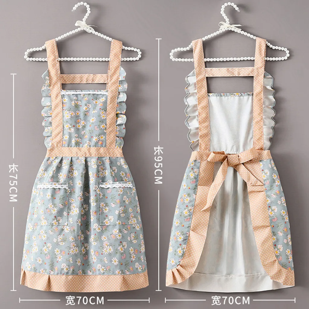 Retro woman Floral Aprons BBQ Bib Apron For Women kitchen apron Cooking Baking Restaurant apron Kitchen Accessories Overalls