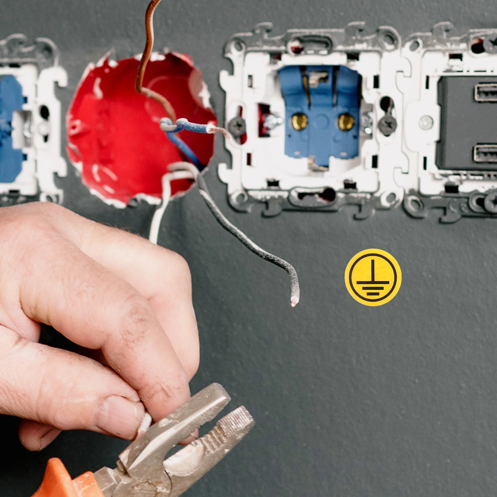 5 قطعة 1 ورقة واقية الأرض الأرض ملصق تحذير التسمية لآلات المعدات الكهربائية التأريض رمز ملصق كهربائي #2