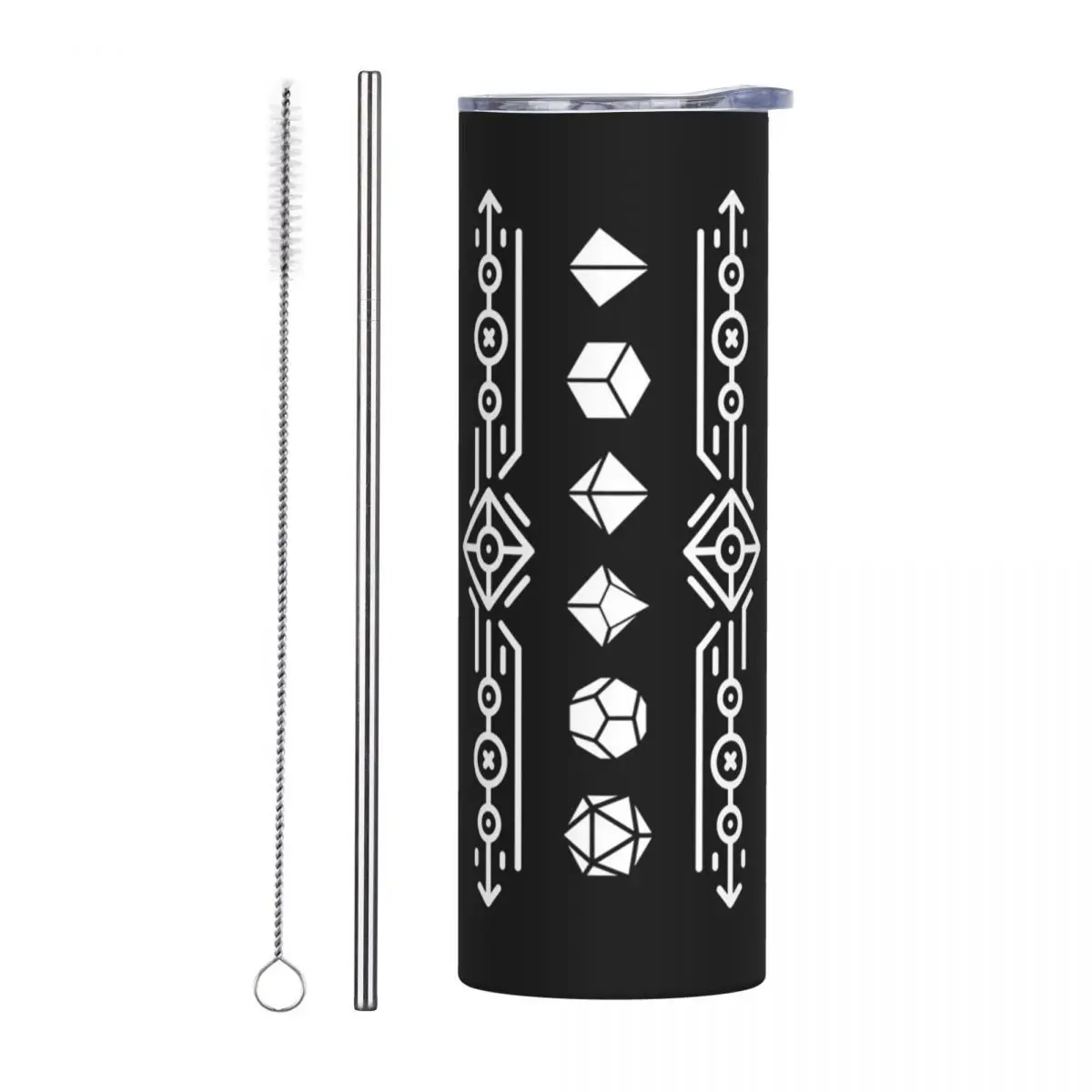 Ornamental Dice Set Of Warlock Tabletop RPG Gaming Stainless Steel Tumbler Vacuum Mugs Thermal Cold Bottle Straws With Lid 20oz