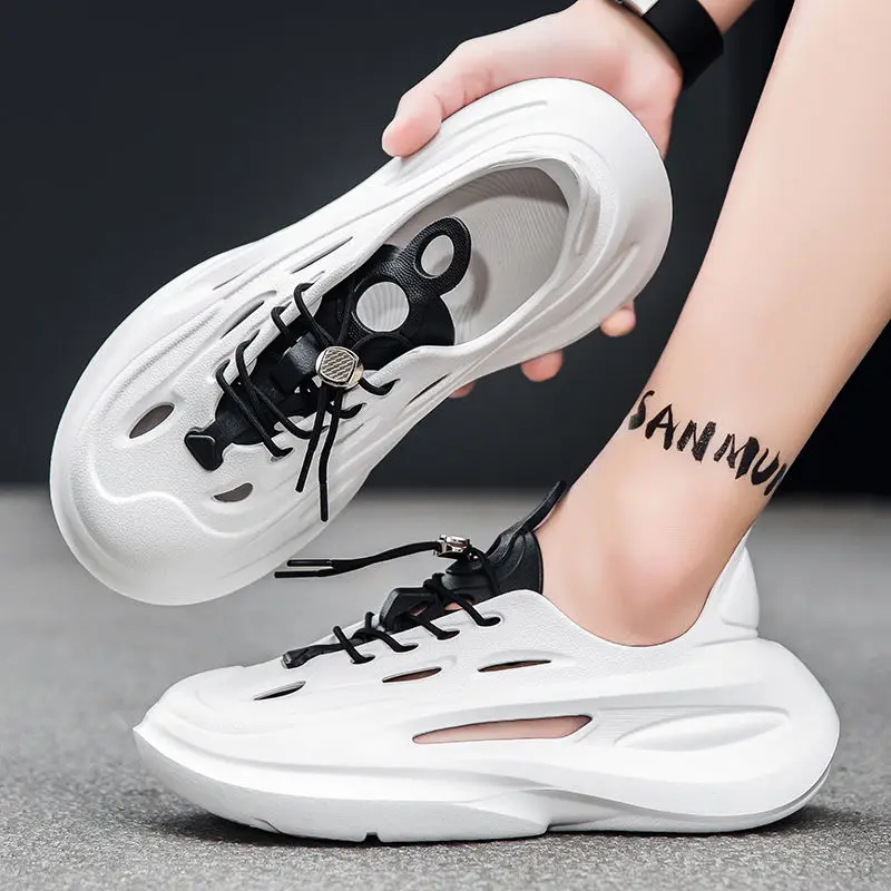 

Дышащие туфли с закрытым носком и платформой с полыми отверстиями для мужчин, пляжные сандалии высокого качества, Новое поступление, оптовая продажа, модные мужские сандалии для взрослых