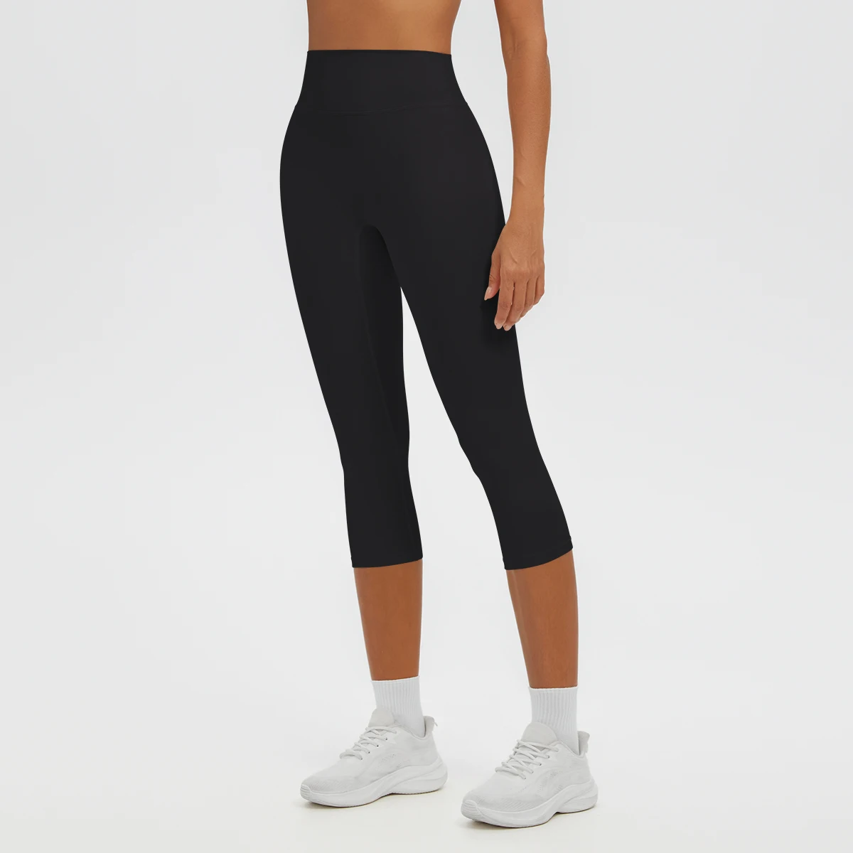 Damen-Yoga-Hosen in mittlerer Länge, einfarbig, mit hoher Dehnbarkeit, Damen-Leggings, Capri-Hosen, für Sommer, Sport, Fitnessstudio, Outdoor-Aktivitäten, Laufen, Damen-Hosen. – Detail 10