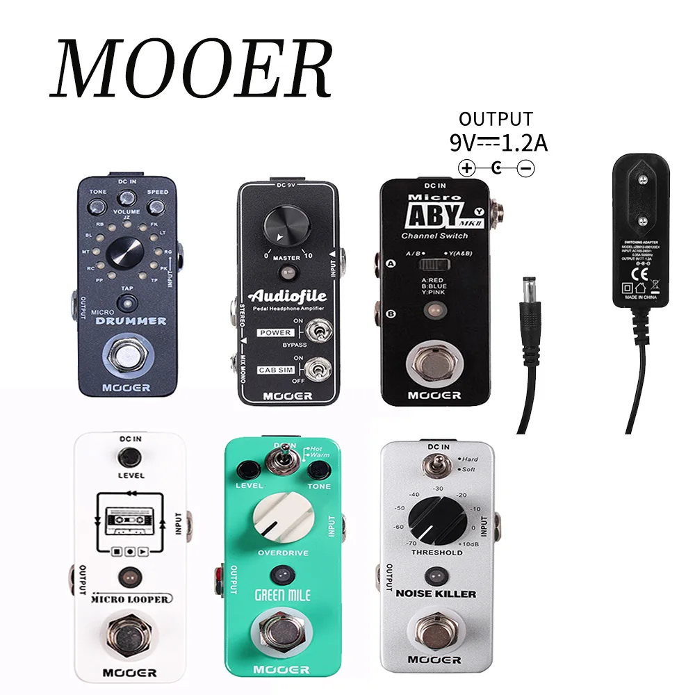 MOOER Pedal de efectos de guitarra Looper registros/tamboradores/audiolibro/no asesino de ruido (duro/suave)/verde Mile/ABY MKII efectos Overdrive