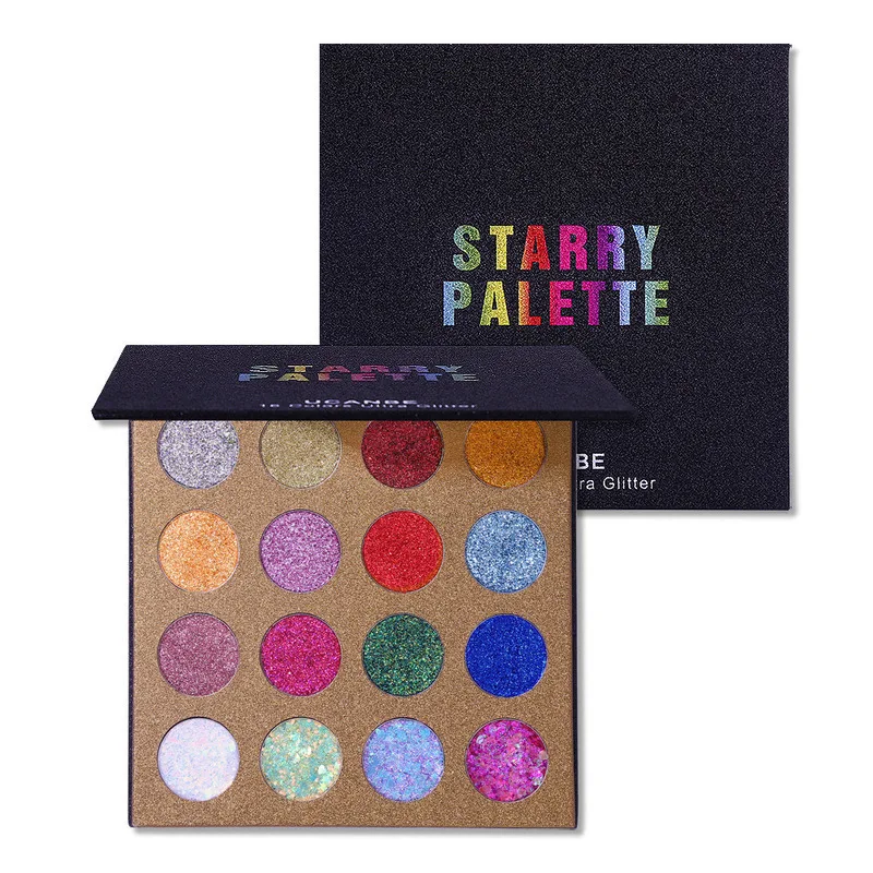 

Ucanbe's New 16-color Eyeshadow, Diamond Large Pearlescent Metal Eyeshadow Palette, Stage Sparkling Powder Eyeshadow