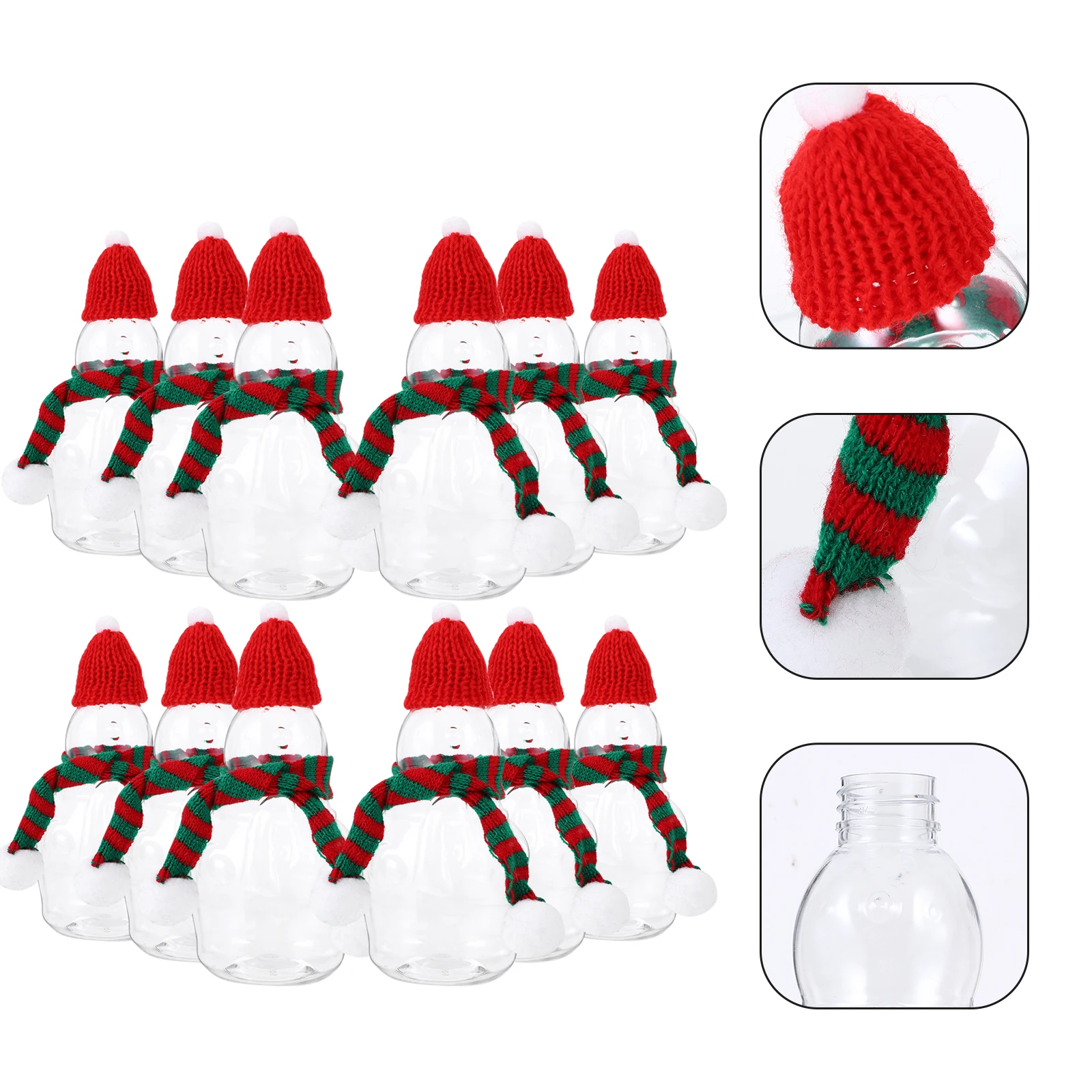 4 قطعة زجاجات عصير عيد الميلاد الرائعة مع الأوشحة زجاجات شاي الحليب الفارغة المحمولة شرب الحلوى الجرار للاستخدام المنزلي مقهى في الهواء الطلق