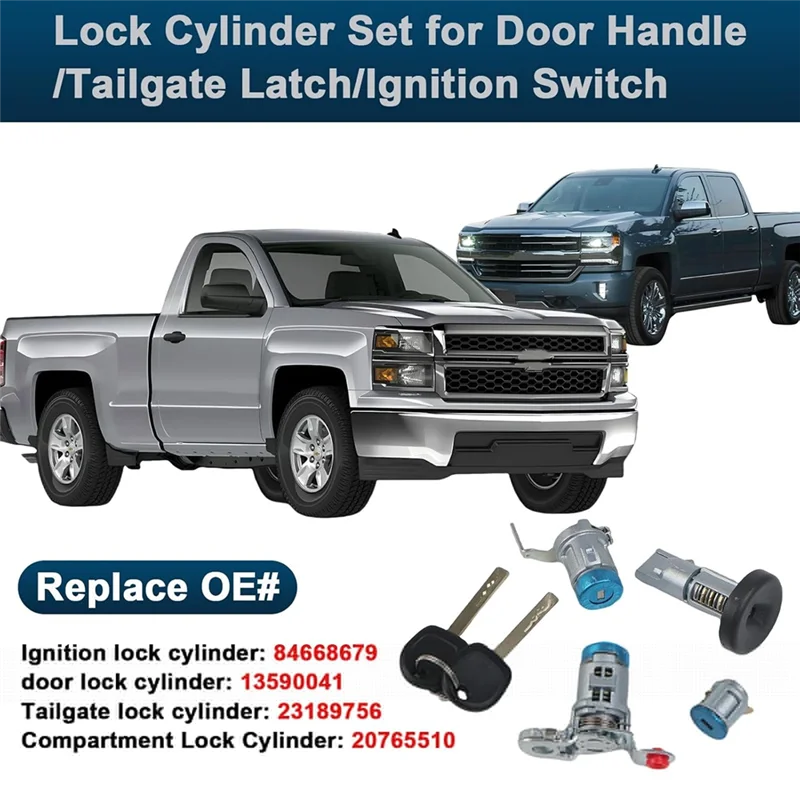 

Комплект переключателей зажигания/цилиндра замка, дверная ручка/защелка задней двери-13590041 84668679 для Silverado GMC Sierra