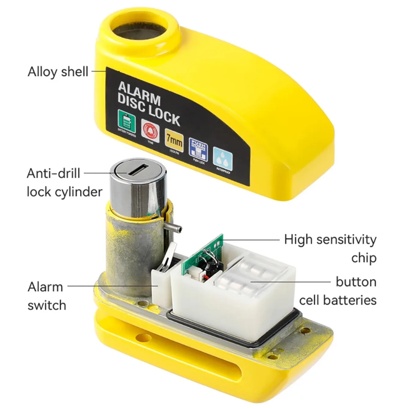 Motocicleta Alarme Disco Freio Bloqueio Segurança Moto Wheel Disk Cadeado 110dB Impermeável Alto Anti Roubo Alarma Motocicleta