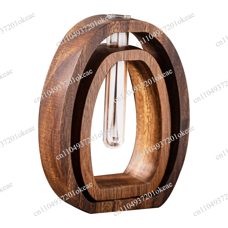 Walnut flower device Hydroponic plant flower arrangement Japanese solid wood glass desktop creative small ornament