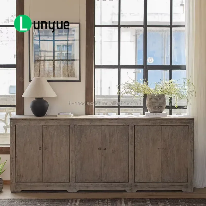 Handmade Solid Wood Side Cabinet Wabi Sabi Design Eco Friendly Home Furniture Storage for Living Room Restaurant