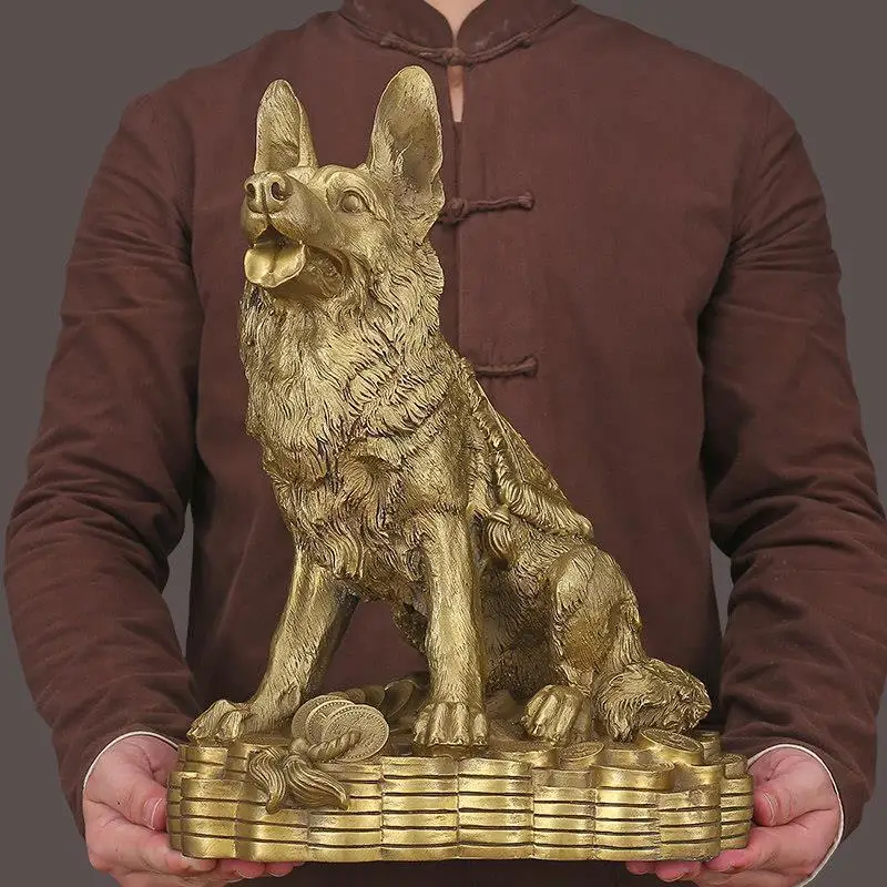 wolf figurine, a lucky charm for home, featuring the twelve zodiac animals, a copper dog decoration