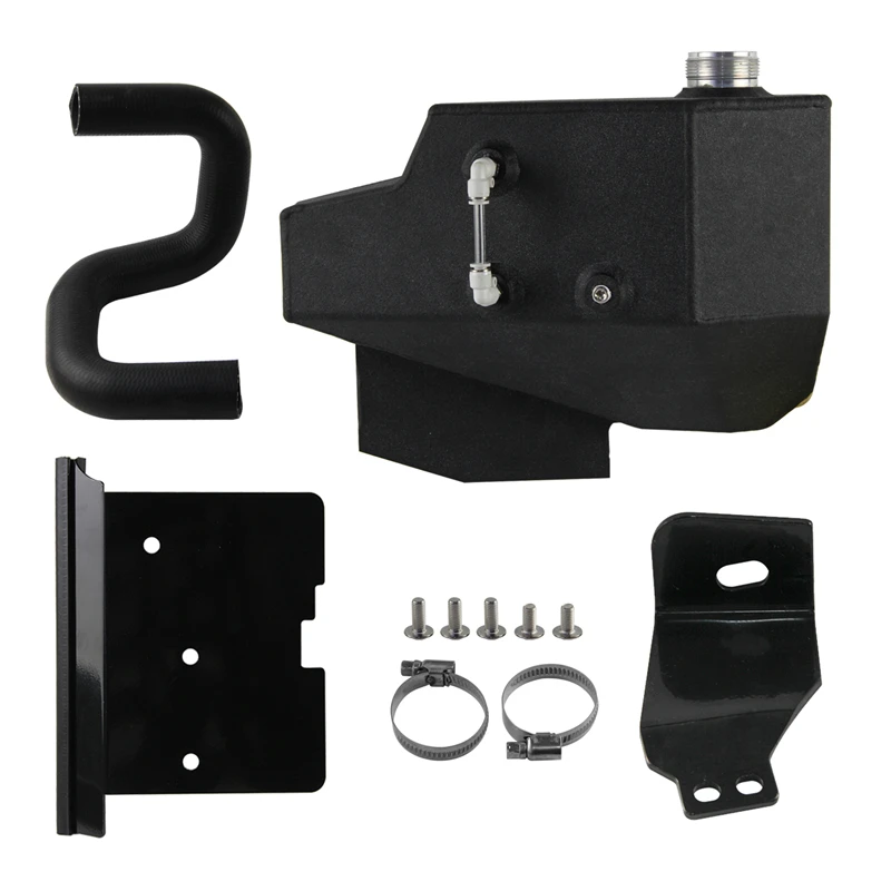 Degas Reservoir Tank Kit Fits for Ford 6.4L Powerstroke F-250 F-350 F-450 F-550 Super Duty 2008-2010 Silver/Black  Aluminum