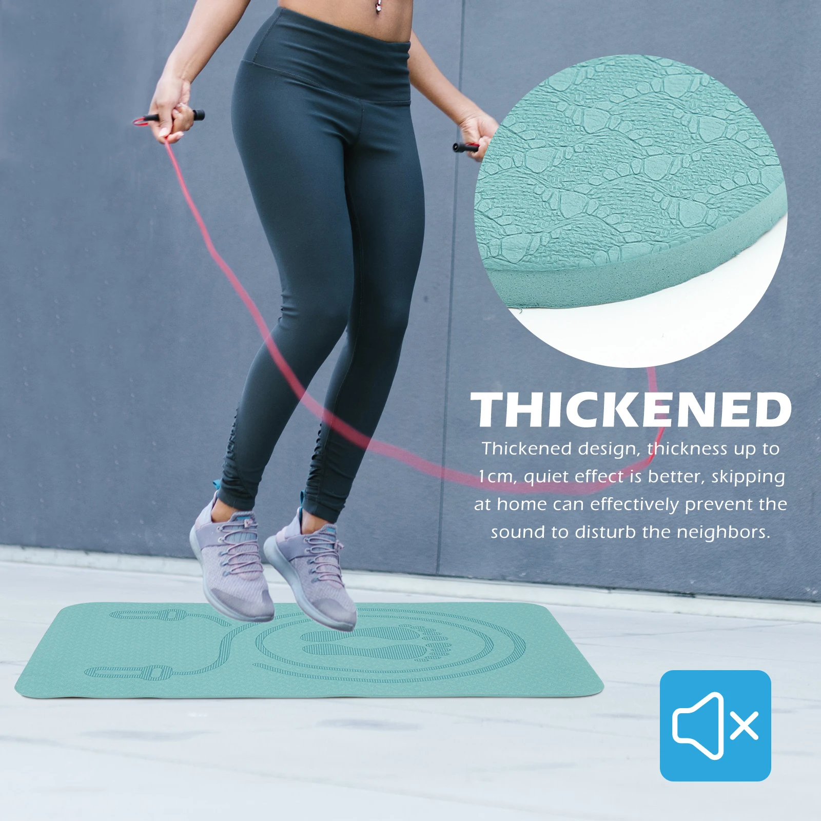 

1pc Extra Thick Non-Slip Jumping For Yoga Skipping Exercise Tpe Material Portable Fitness Household Sports Mat Home Gym
