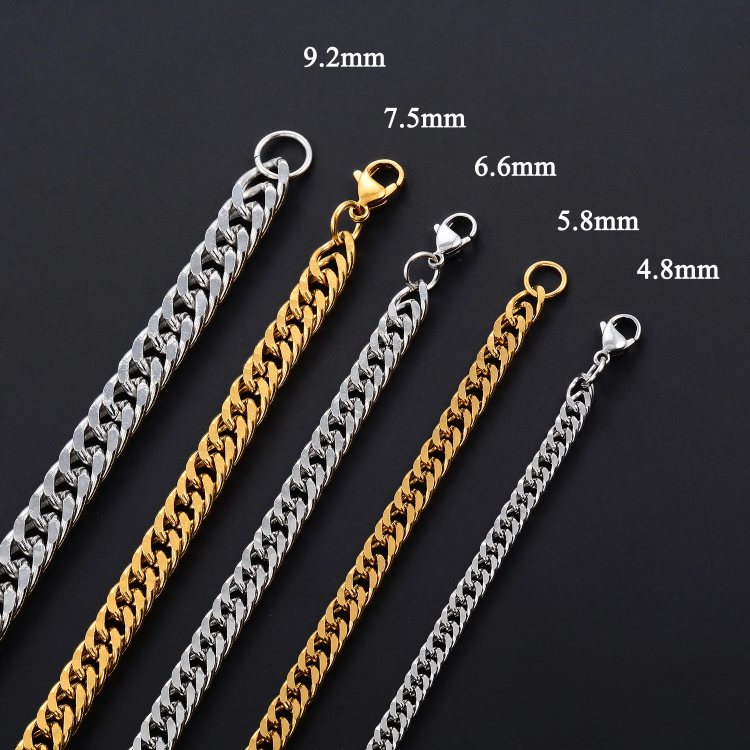Klassisches Punk-Armband für Männer aus Edelstahl, kubanische Gliederkette, modisches Handgelenk-Schmuckstück, Geschenk. – Detail 3