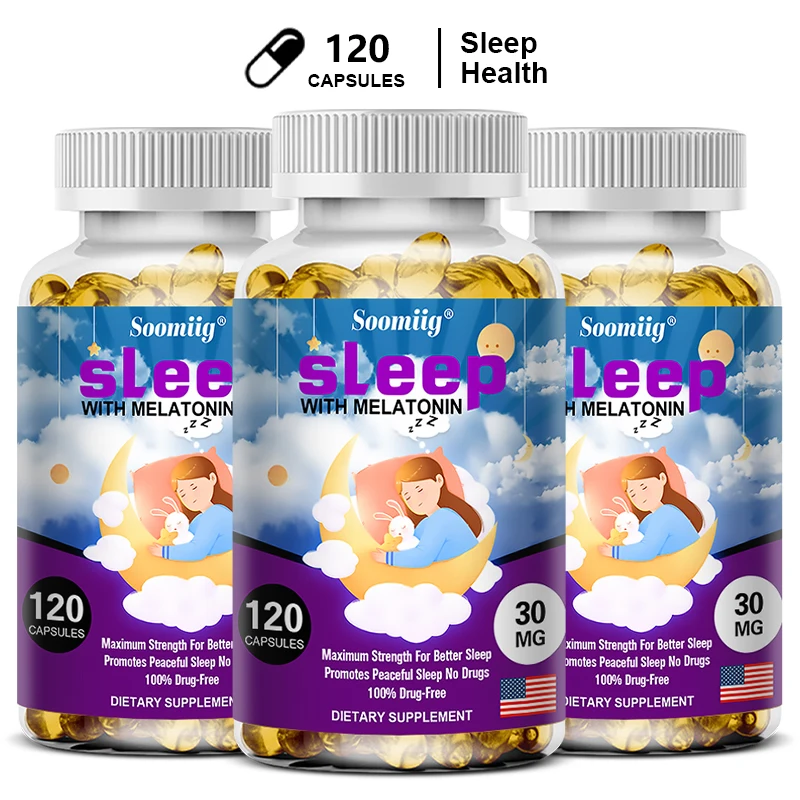 Melatonin Capsules 30mg, Helps Maintain Healthy Circadian Rhythm, Supports Fall Asleep Faster, Promotes Sleep Quality Relaxation