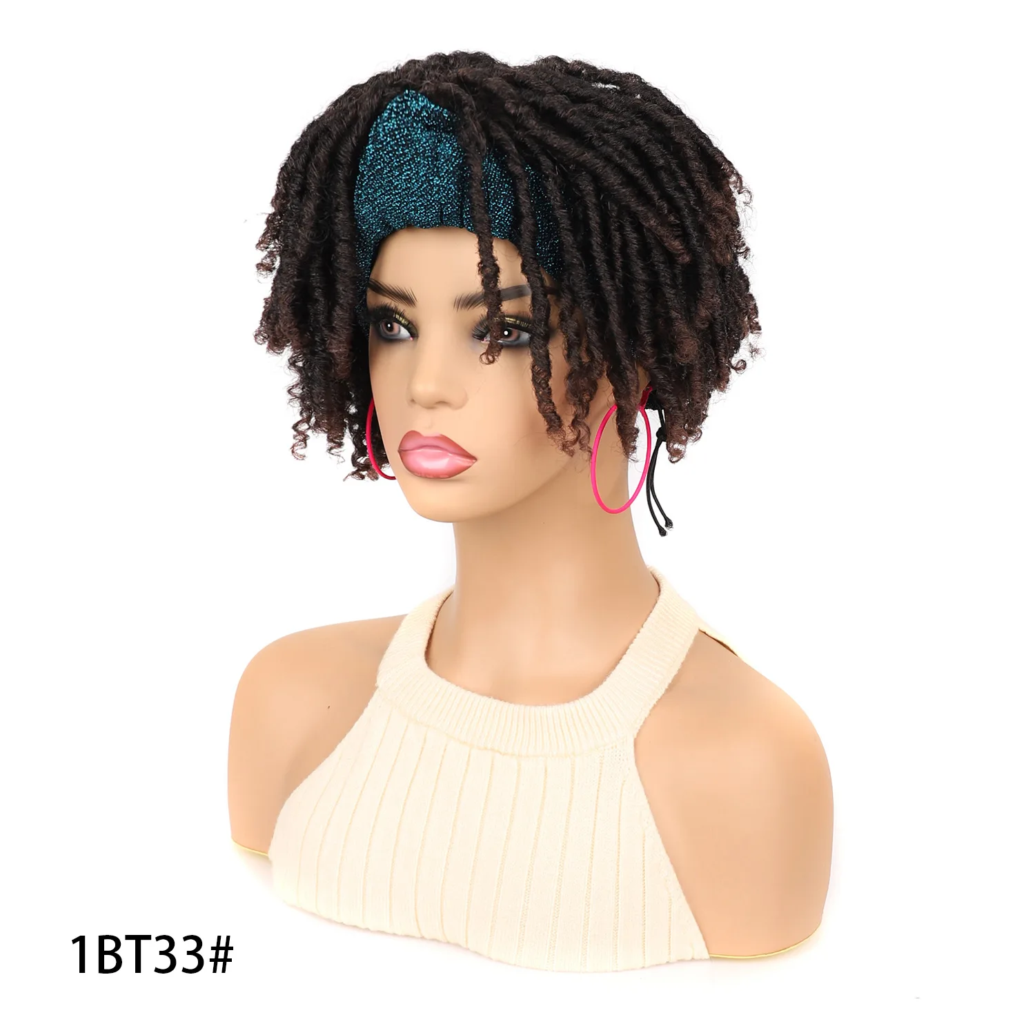 Scarf Dreadlock Wigs Black And Blue Dirty Braid Tube Wig Headgear 1B 1BTGREY