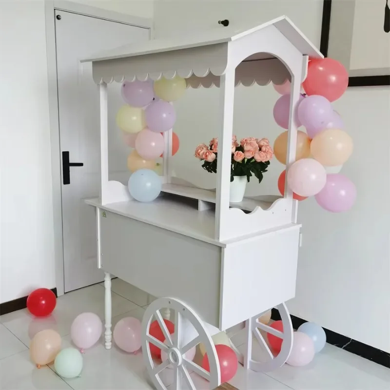 

Customized Flower Candy Carts With Wheels For Wedding Children Christmas Dessert Party Decoration