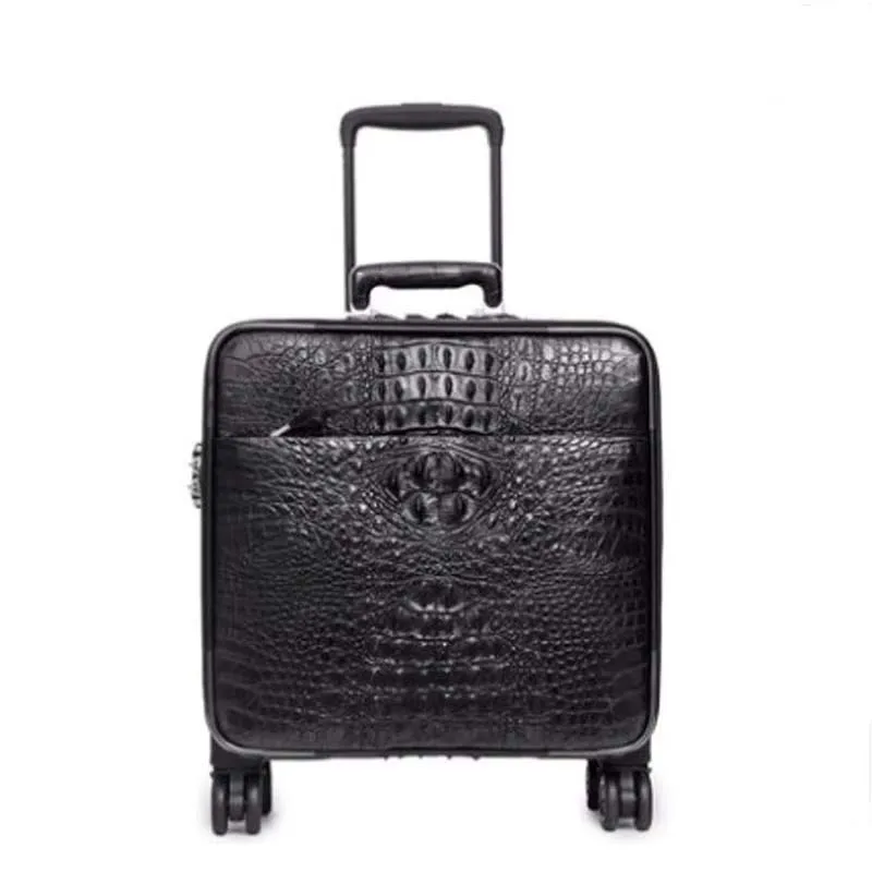 ouluoer 2025 Crocodile leather suitcase password leather suitcase pull rod suitcase manboarding box men luggage