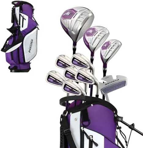 M5 Women’s Clubs Set – Complete Right-Hd Set with Titanium Driver, S.S. Fairway & Hybrid, 5-PW Irons, Putter, Stand Bag