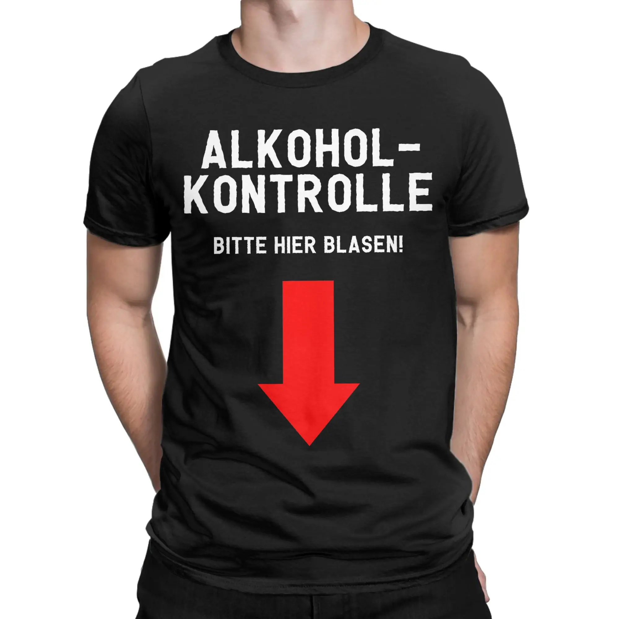 Alcohol control   please blow here T-Shirts for Men  Fashion Cotton Tees Crewneck Short Sleeve T Shirt Gift Tops