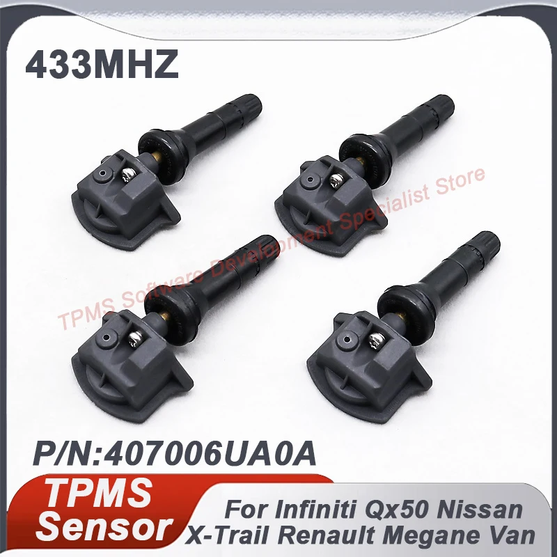 4PCS 433MHZ 407006UA0A TPMS Tire Pressure Sensor For Nissan Cube Leaf Qashqai Rogue Infiniti QX50 2018-2027 40700-6UA0A