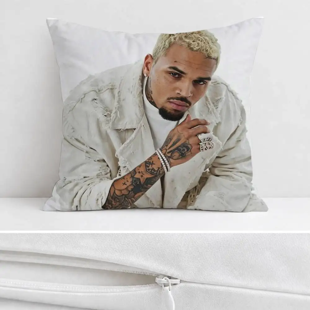 C-Chris Brown Double-sided Printed Square Decorative Cushion Cover for Sofa Living Room Home Decor