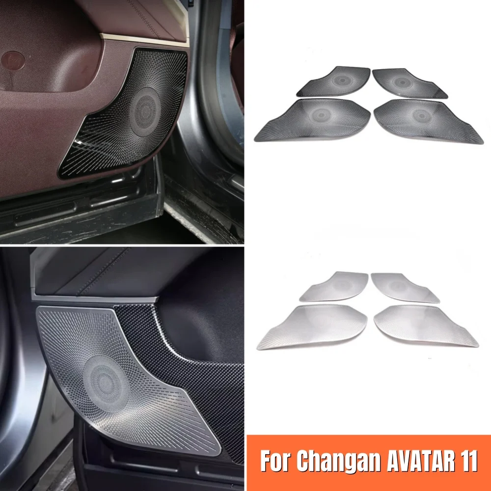 For Changan AVATAR 11 2022-2024 Interior Accessories Black Silver Stainless Car Four Door Speaker Horn Sound Trim Cover Stickers