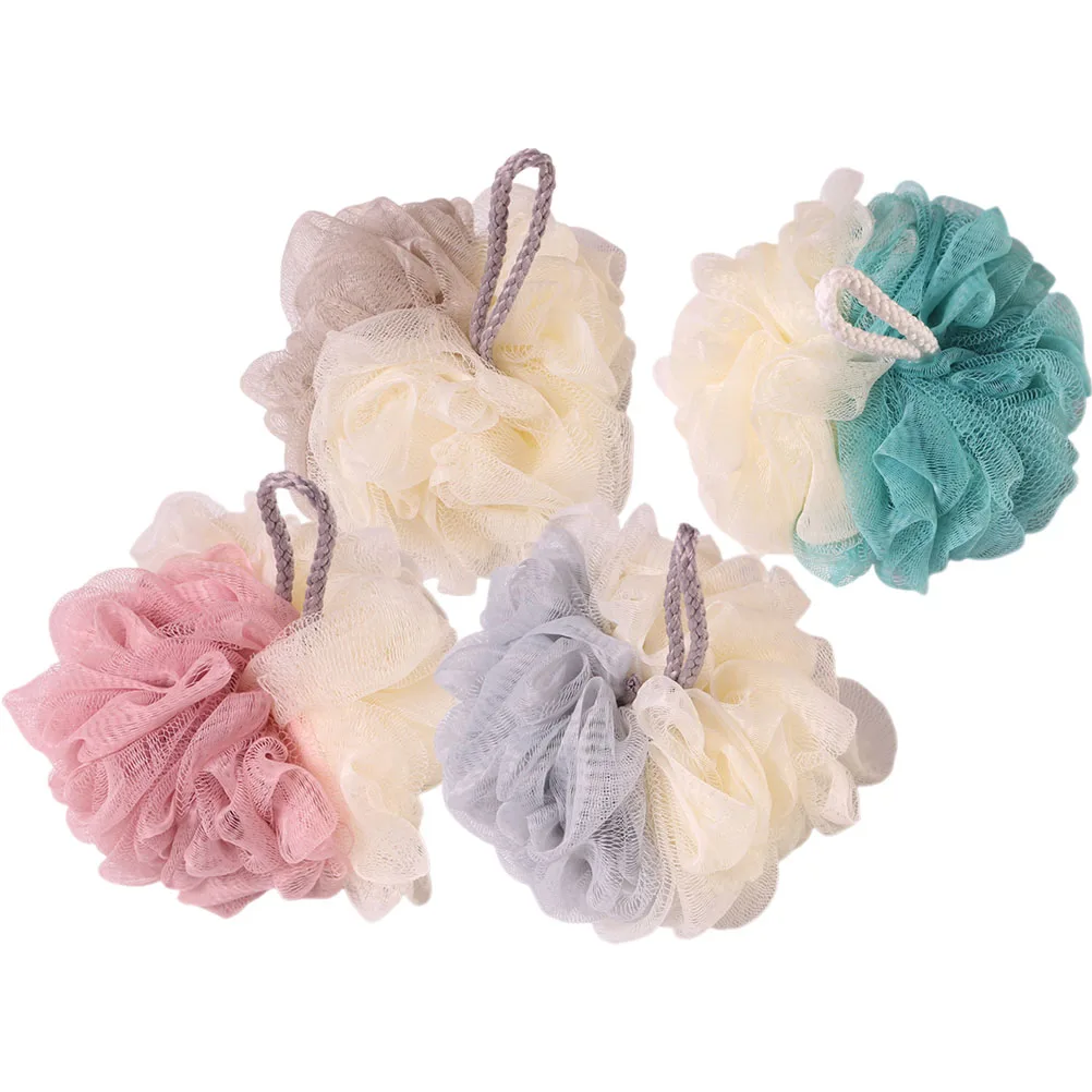 

4 Pcs Bath Loofah Balls Two Tone Nylon Shower Cleaning Body Scrubbers Bubble Pool Plug Bathroom Exfoliating Skin Massager