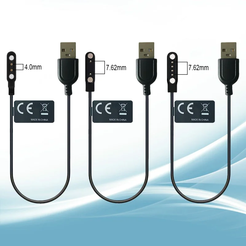 2 Pin 2.5mm / 2 Pin 4.0mm / 2 Pin 7.62mm / 4 Pin 7.62mm USB Magnetic Smart Watch Charging Cable For Smartwatch