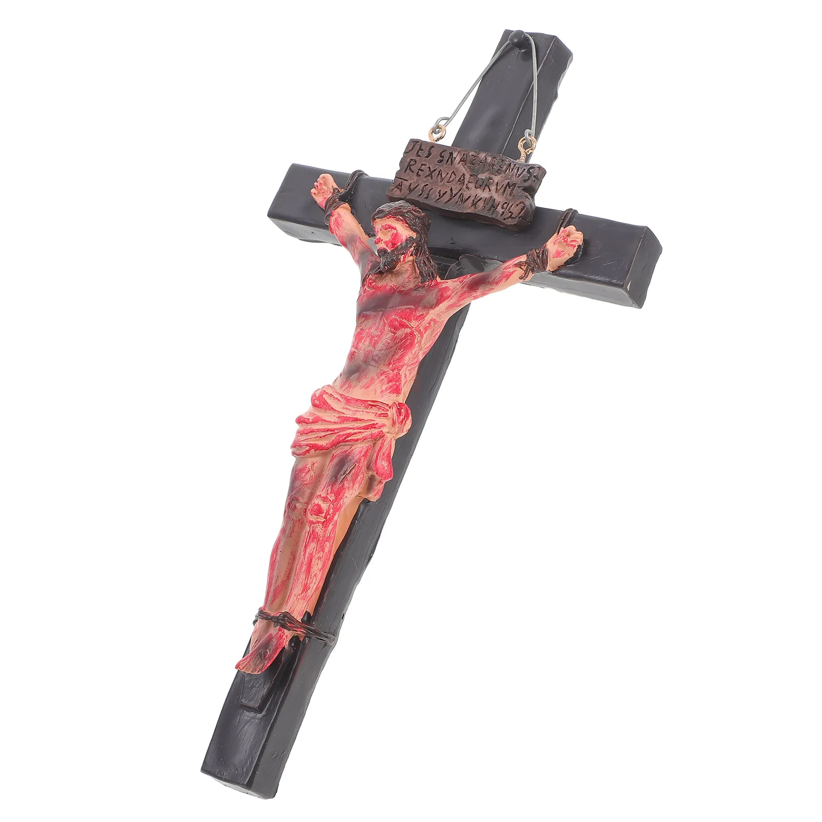 

Hanging Resin Ornament Wall Religious Decoration Catholic Jesus Craft Festival Home Decor Cross Shaped Adornment Church Supplies