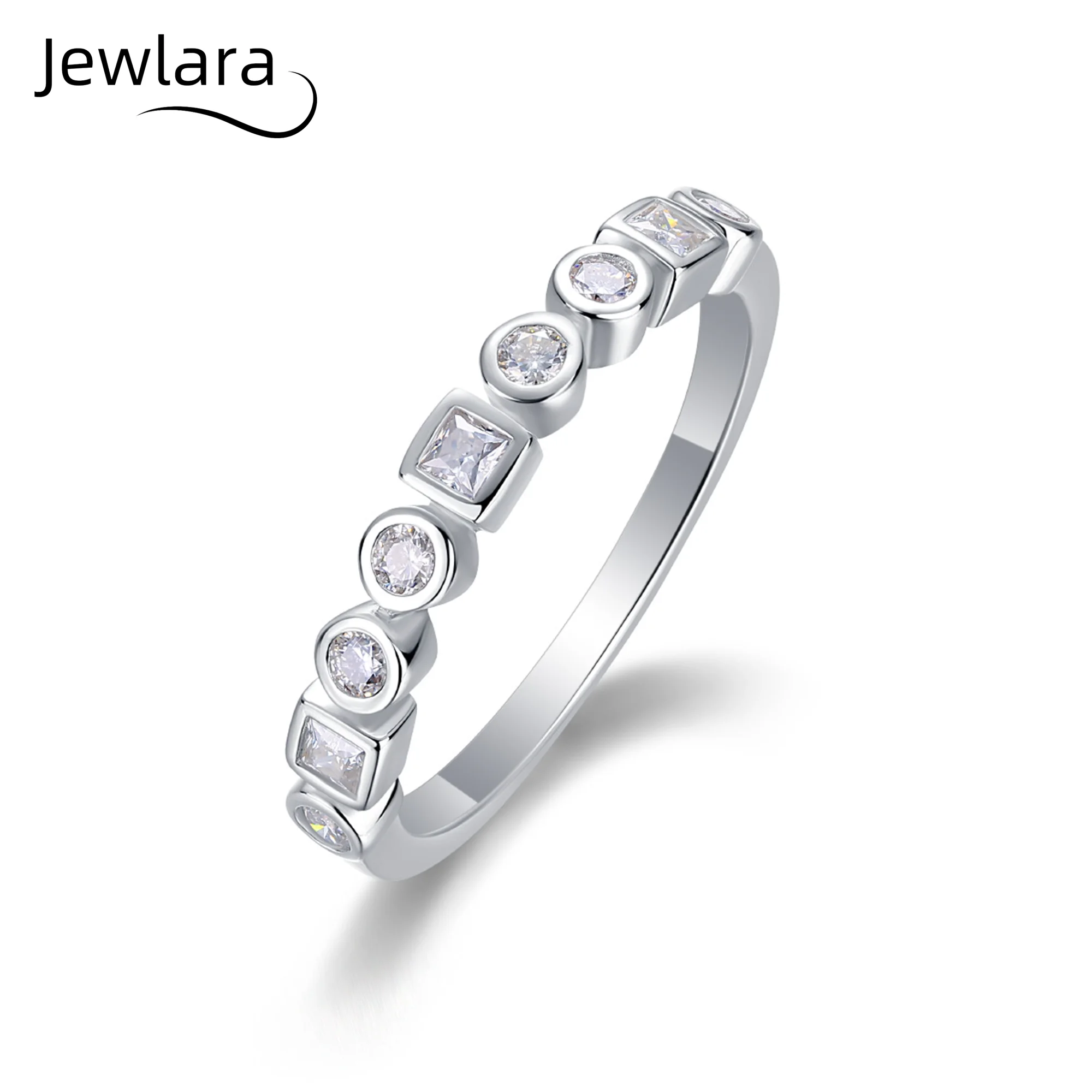 Jewlara Stylish and Simple S925 Silver Moissanite Luxury Inlaid Closed Ring New Rings