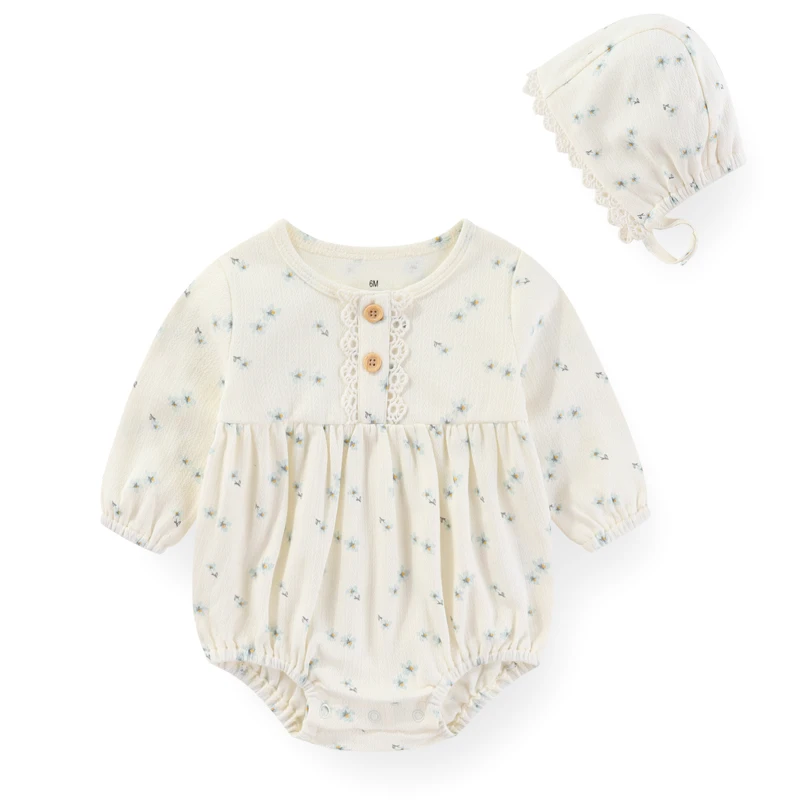 2-Pack Sweet Cute Long Sleeve Baby Girls Bodysuit +Headband 6-24Months Cute Newborn Girl Clothes Sets