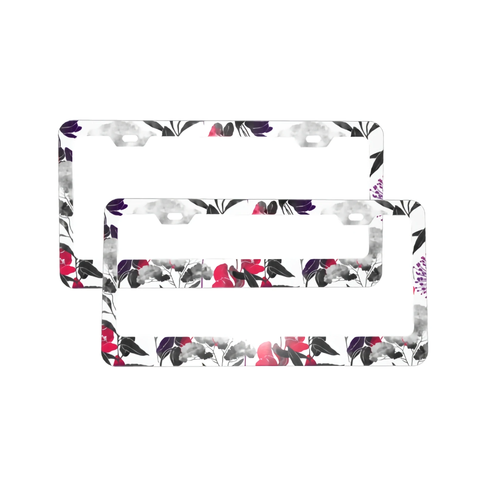 

Abstract Botanical Floral Pattern License Plate Frames Set of 2 Aluminum Car Tag Covers Holders Auto Car Standard with 2 Holes