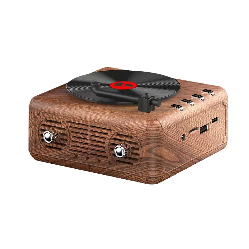 New retro vinyl record player bluetooth speaker mini wireless desktop ornament creative gift audio subwoofer