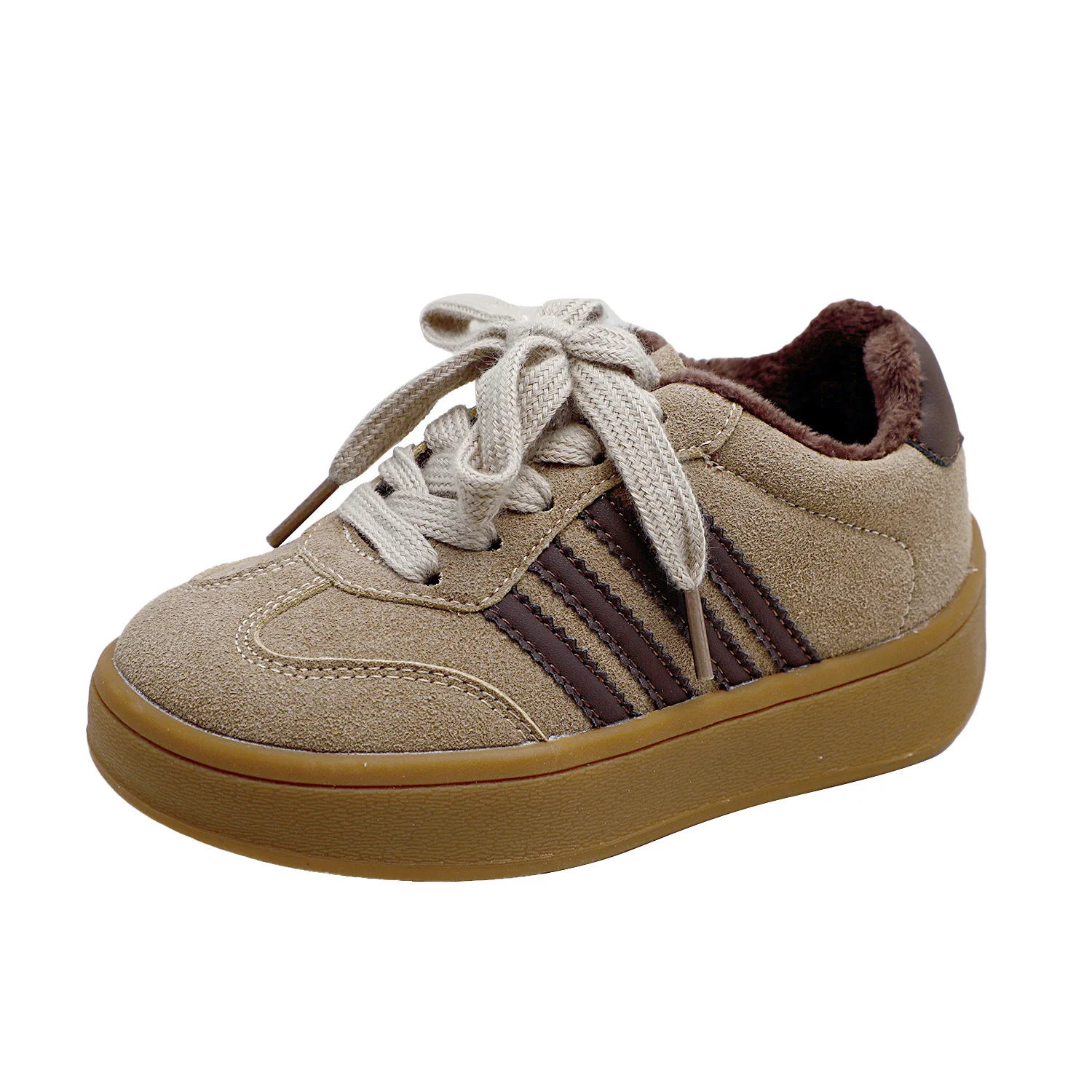 

Winter Children's Boys Girls Retro Versatile Thick-soled Fleece-lined Training Shoes Kids Toddlers Casual Striped Running Shoes