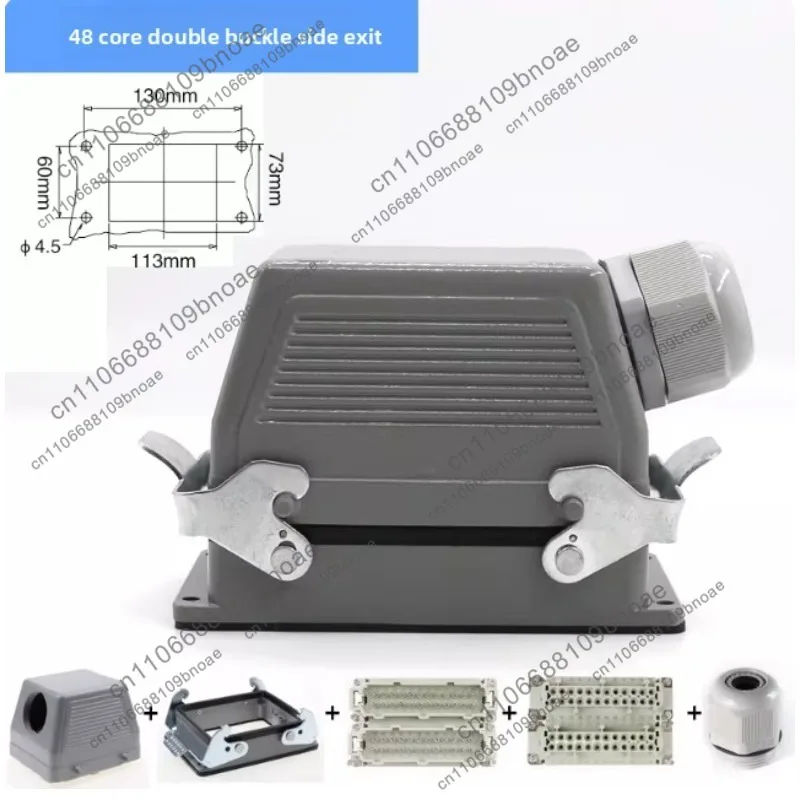 Double Buckle Accessories Rectangular Heavy-duty Connector HE48 Core Industrial Waterproof Aviation Plug Socket